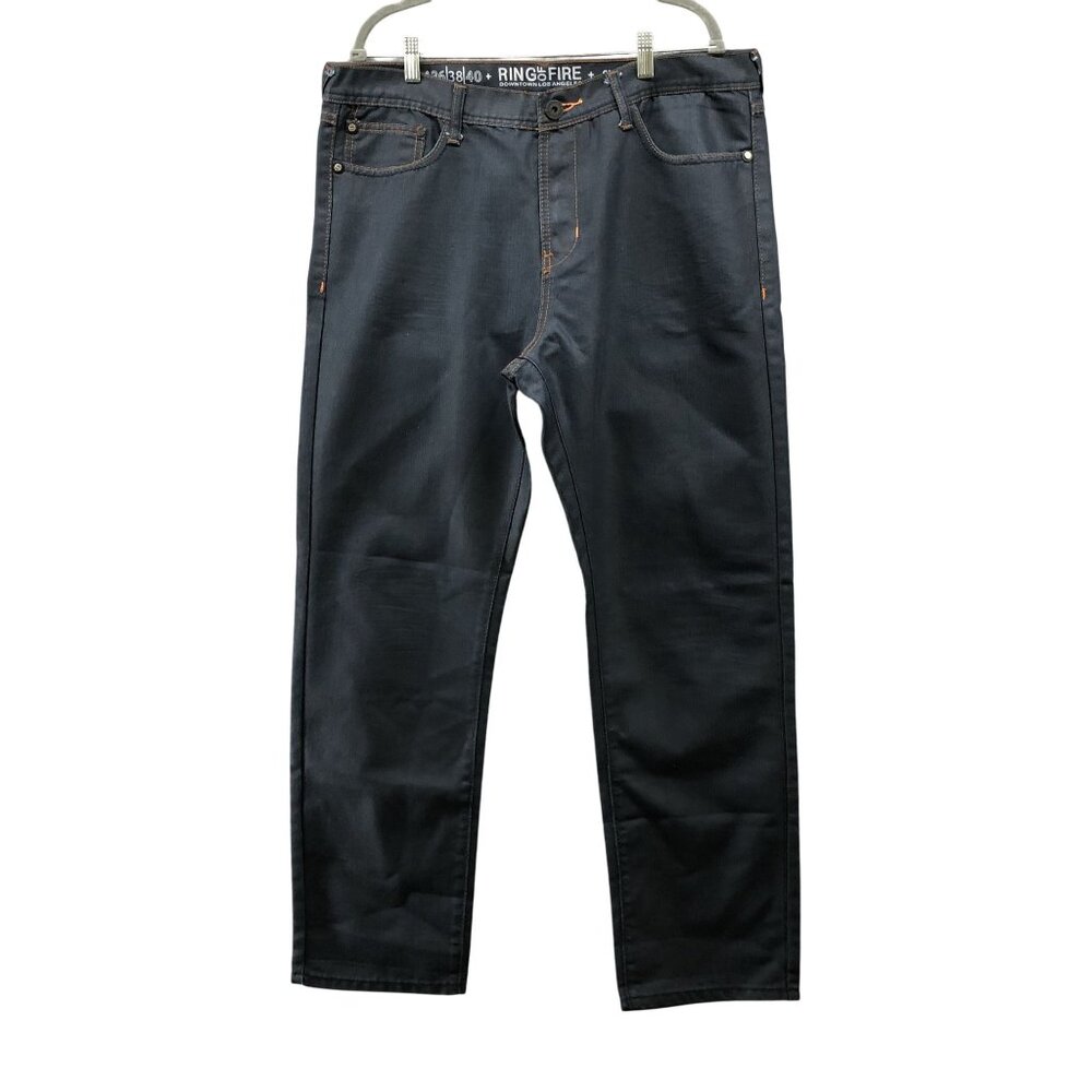 Ring Of Fire Slim Straight Jeans Mens 38x32 Dark Wash Blue‎